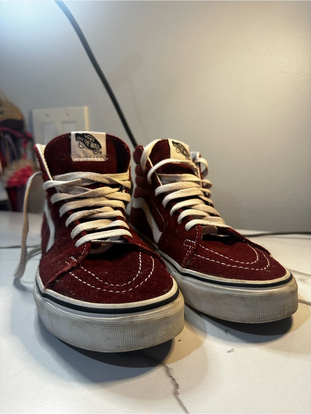 Vans Men's High-Top Suede Sneakers - Burgundy & White